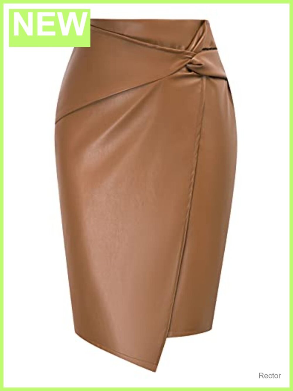 Faux Leather Midi Skirt High Waist Wrap Bodycon Pencil Wear to Work